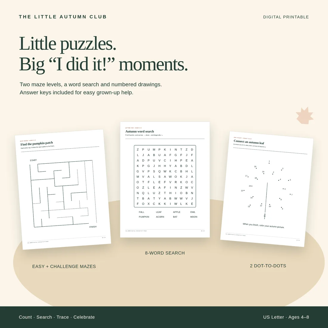 Puzzle pages: mazes, word search and dot-to-dot